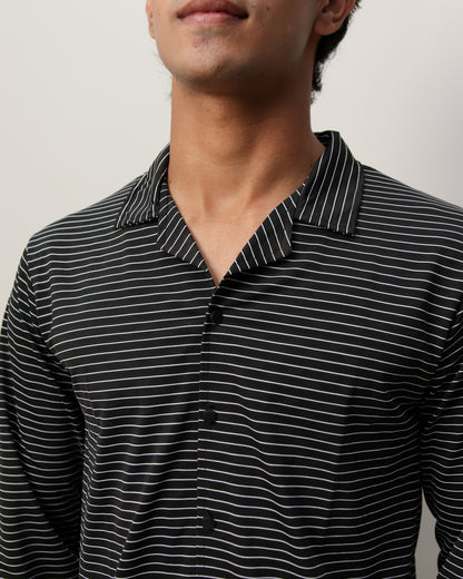 Lycra Textured Lines Shirt - Black