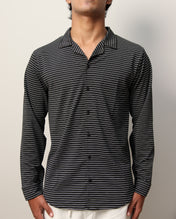 Lycra Textured Lines Shirt - Black