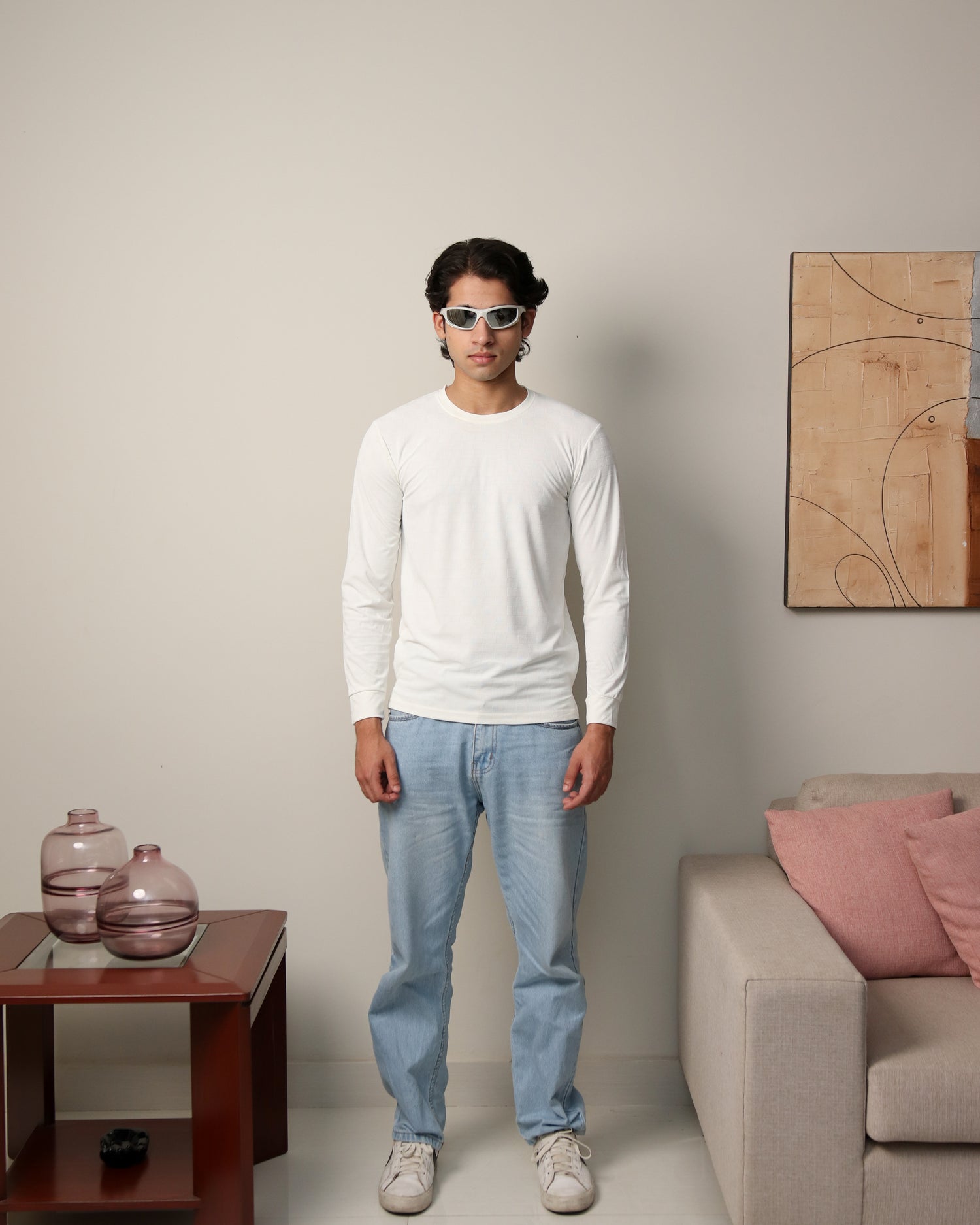 Textured Stretch F/S - White