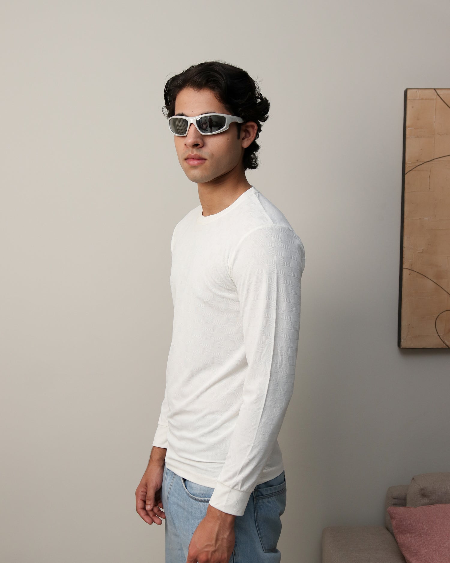 Textured Stretch F/S - White