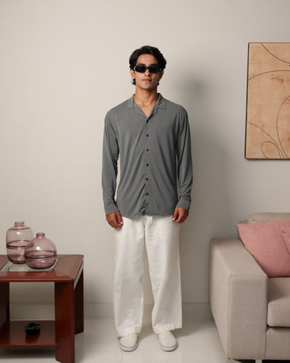 Lycra Textured Lines Shirt - Steel Grey