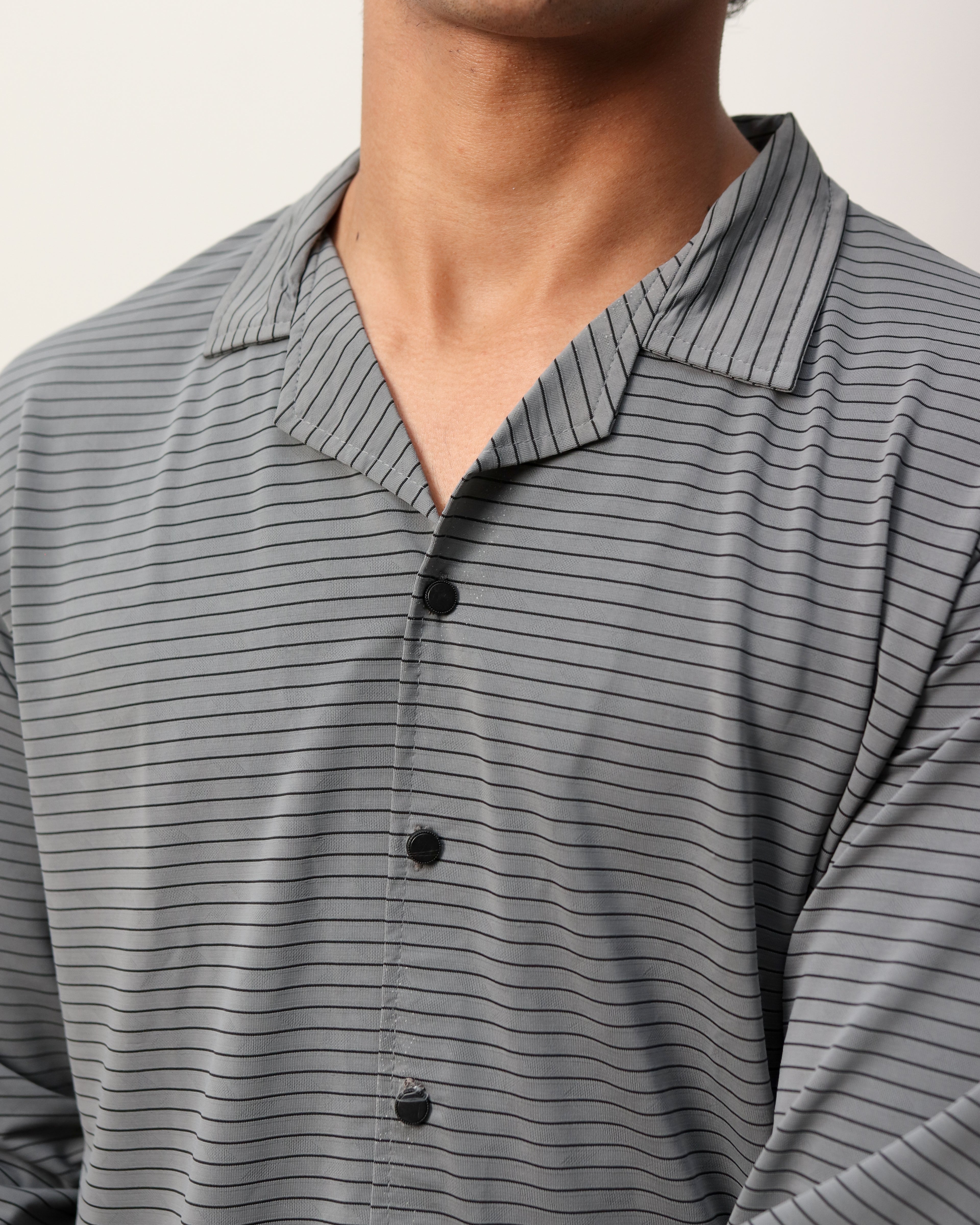 Lycra Textured Lines Shirt - Steel Grey