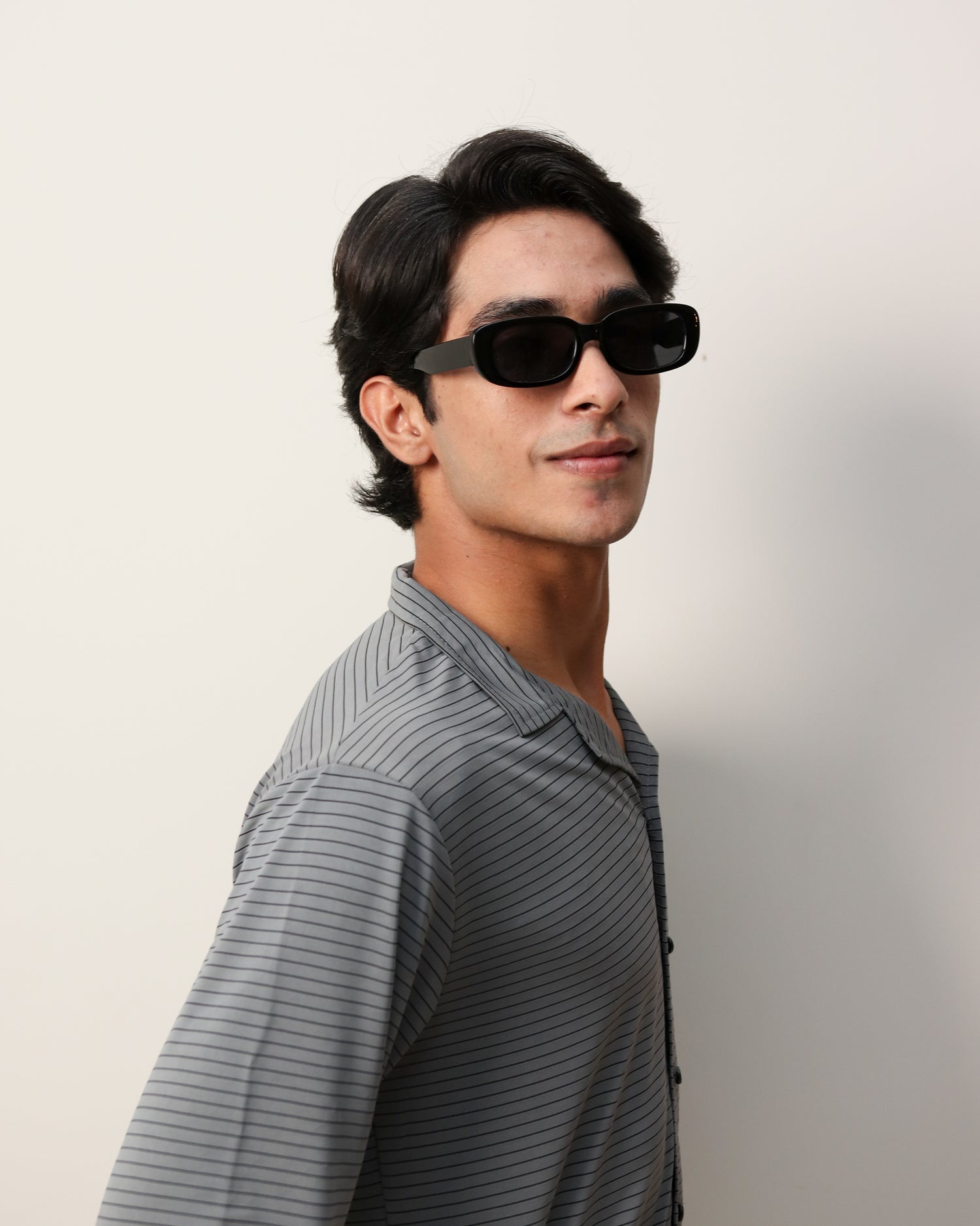 Lycra Textured Lines Shirt - Steel Grey