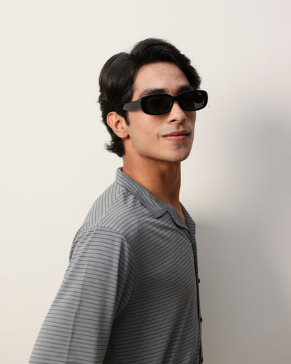 Lycra Textured Lines Shirt - Steel Grey