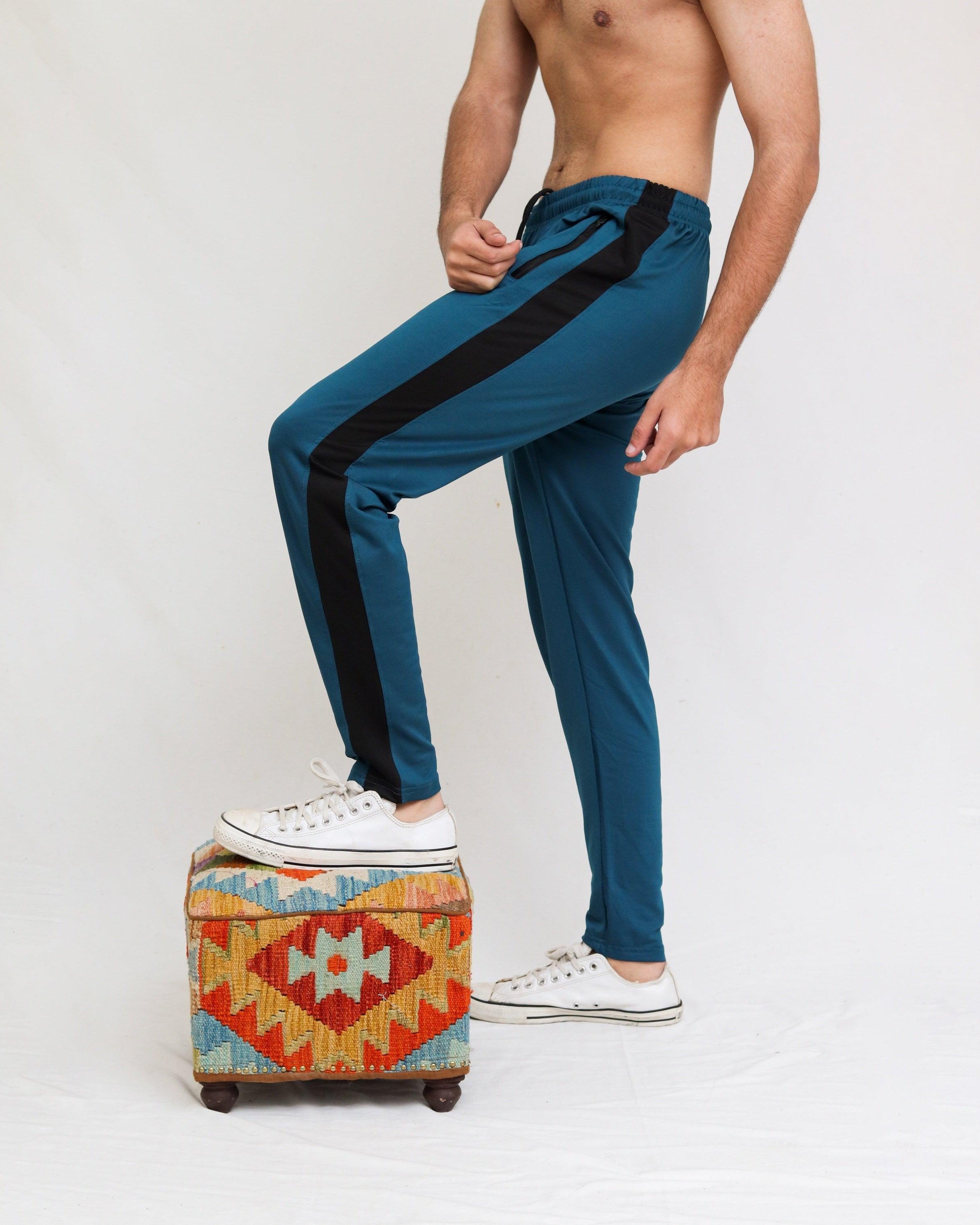 Teal Lycra Quick Dry With Black Side Panel - Surteez