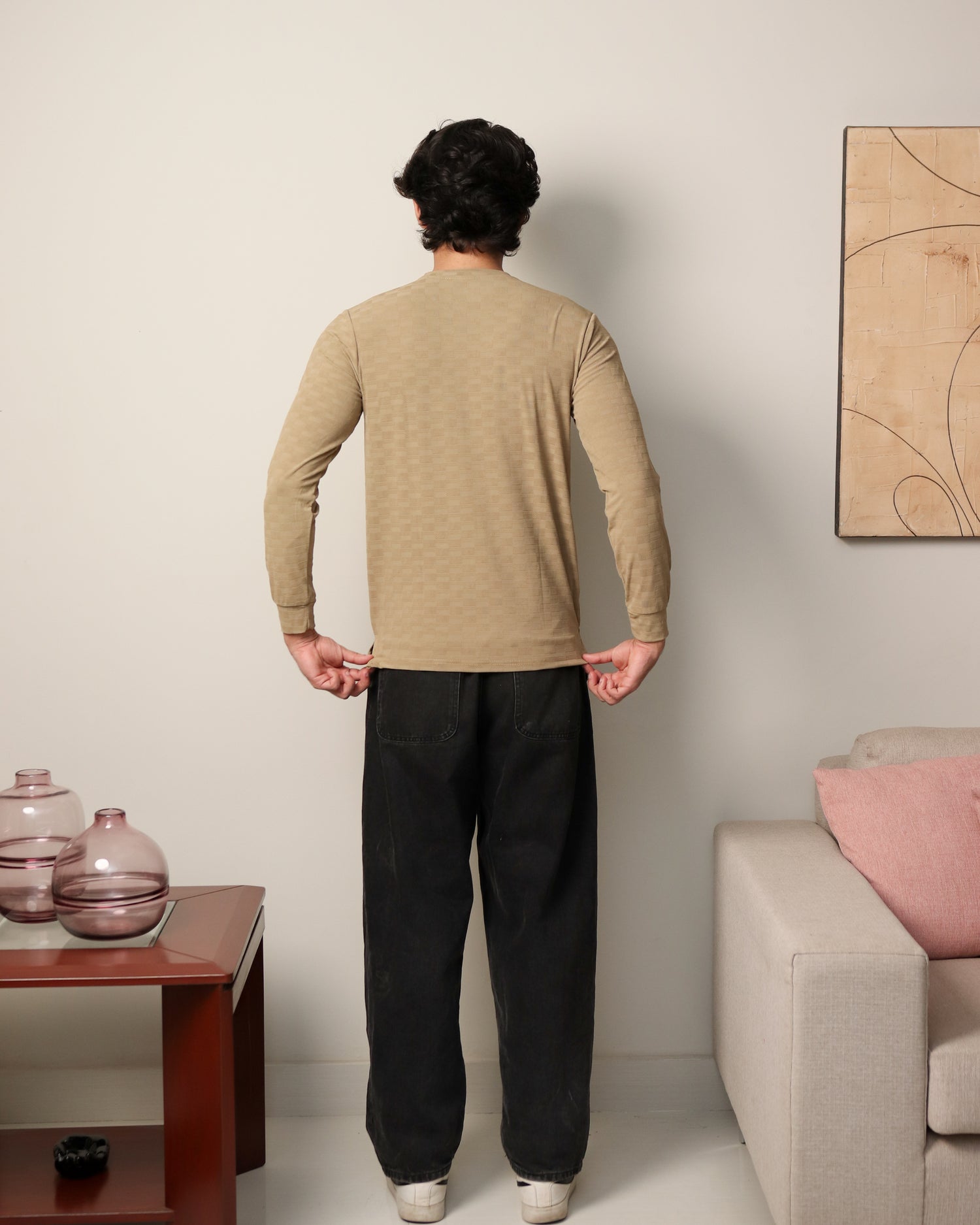 Textured Stretch F/S - Sand Beige