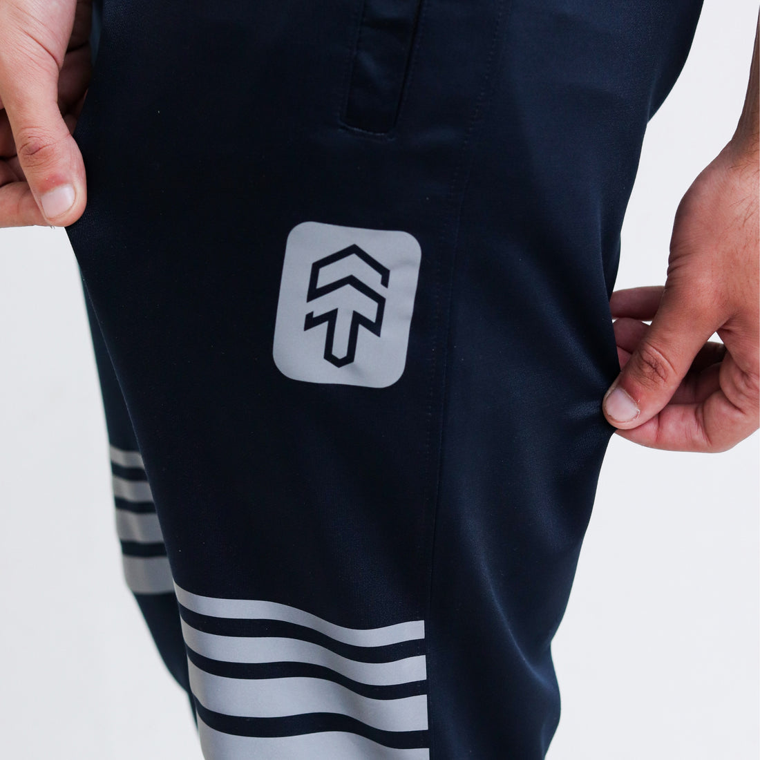 Navy Lycra Quick Dry Trouser with Four Stripes