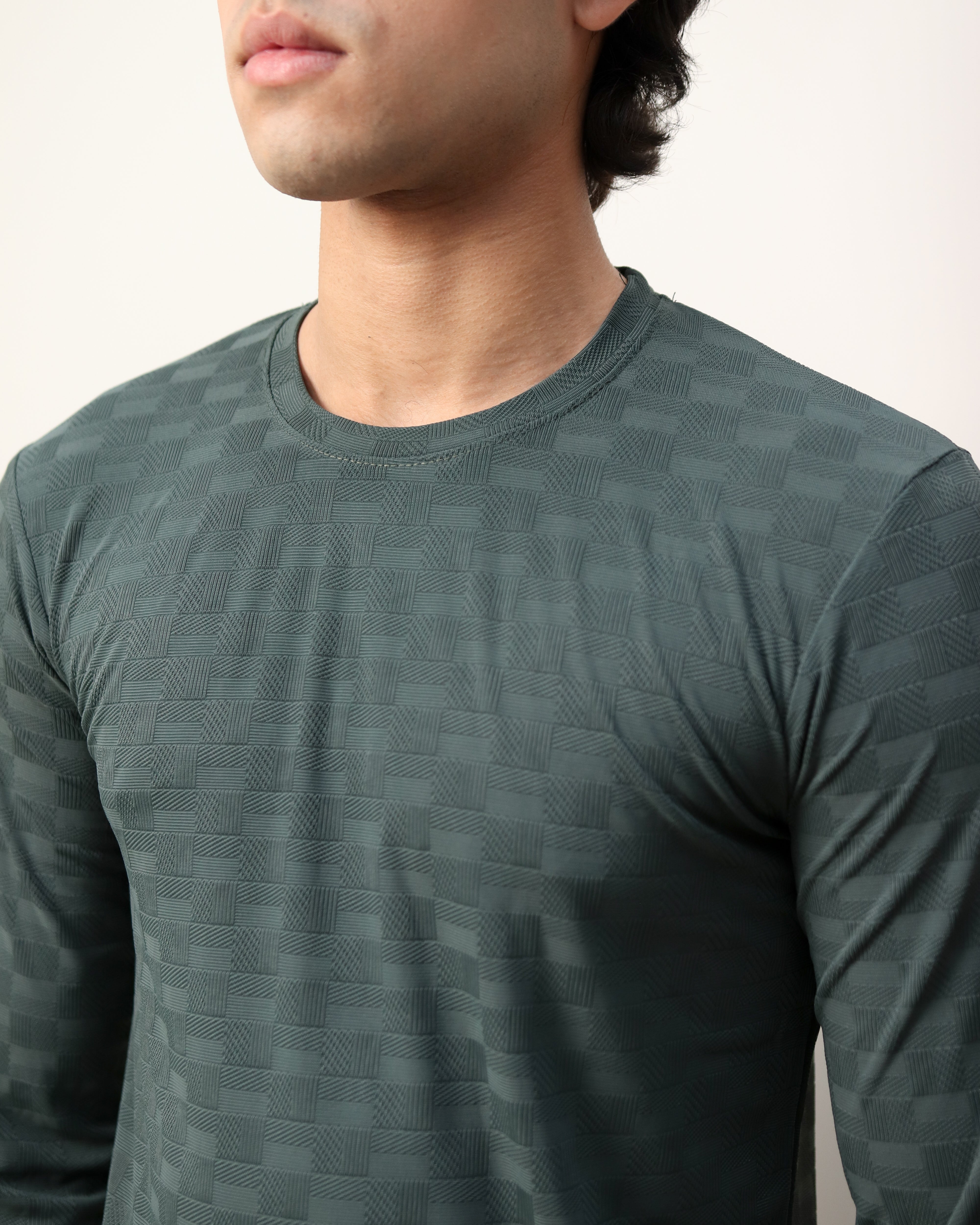 Textured Stretch F/S - Moss Green
