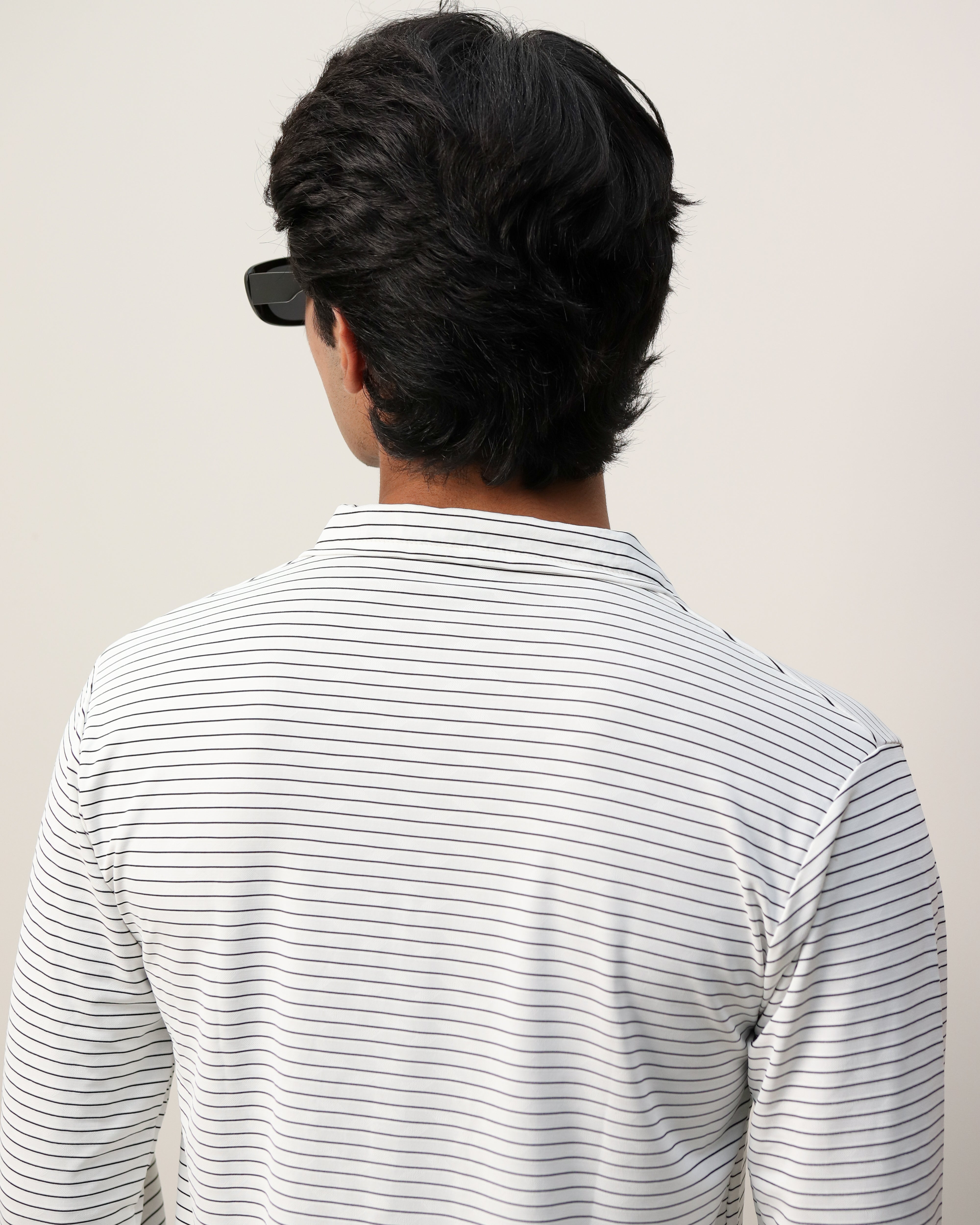 Lycra Textured Lines Shirt - White