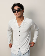 Lycra Textured Lines Shirt - White