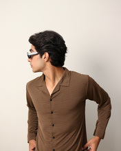 Lycra Textured Lines Shirt - Dark Brown
