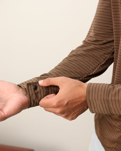 Lycra Textured Lines Shirt - Dark Brown