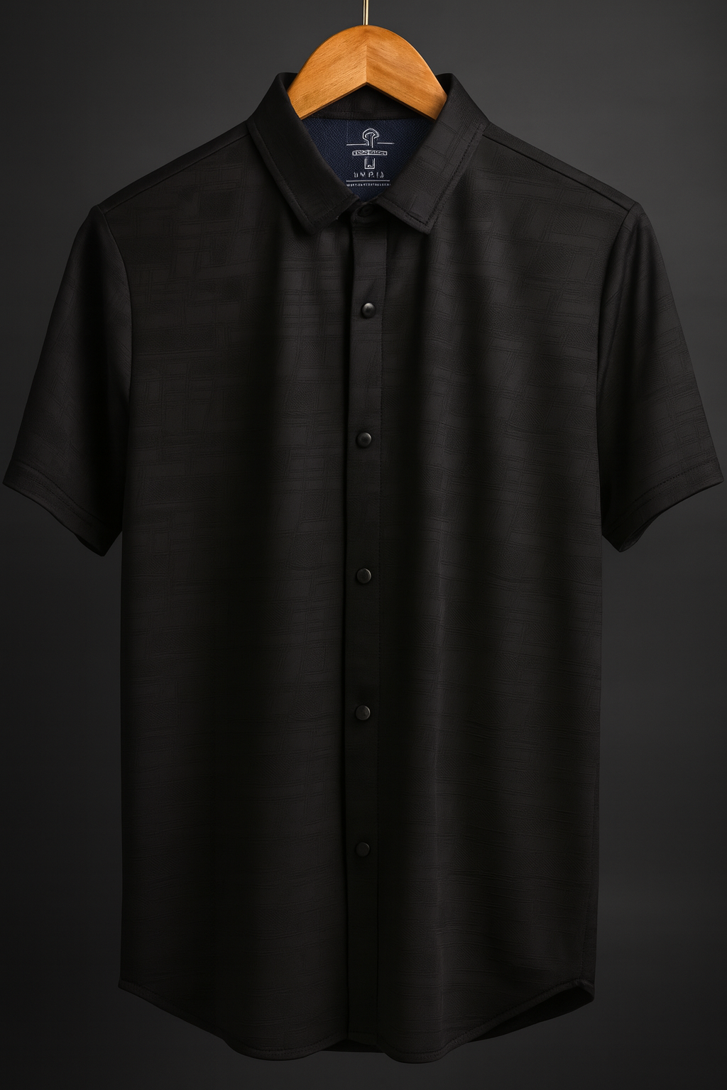 Imported Lycra Textured Shirt - Black