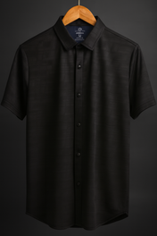 Imported Lycra Textured Shirt - Black