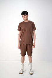 Brown Terry Cargo Shorts