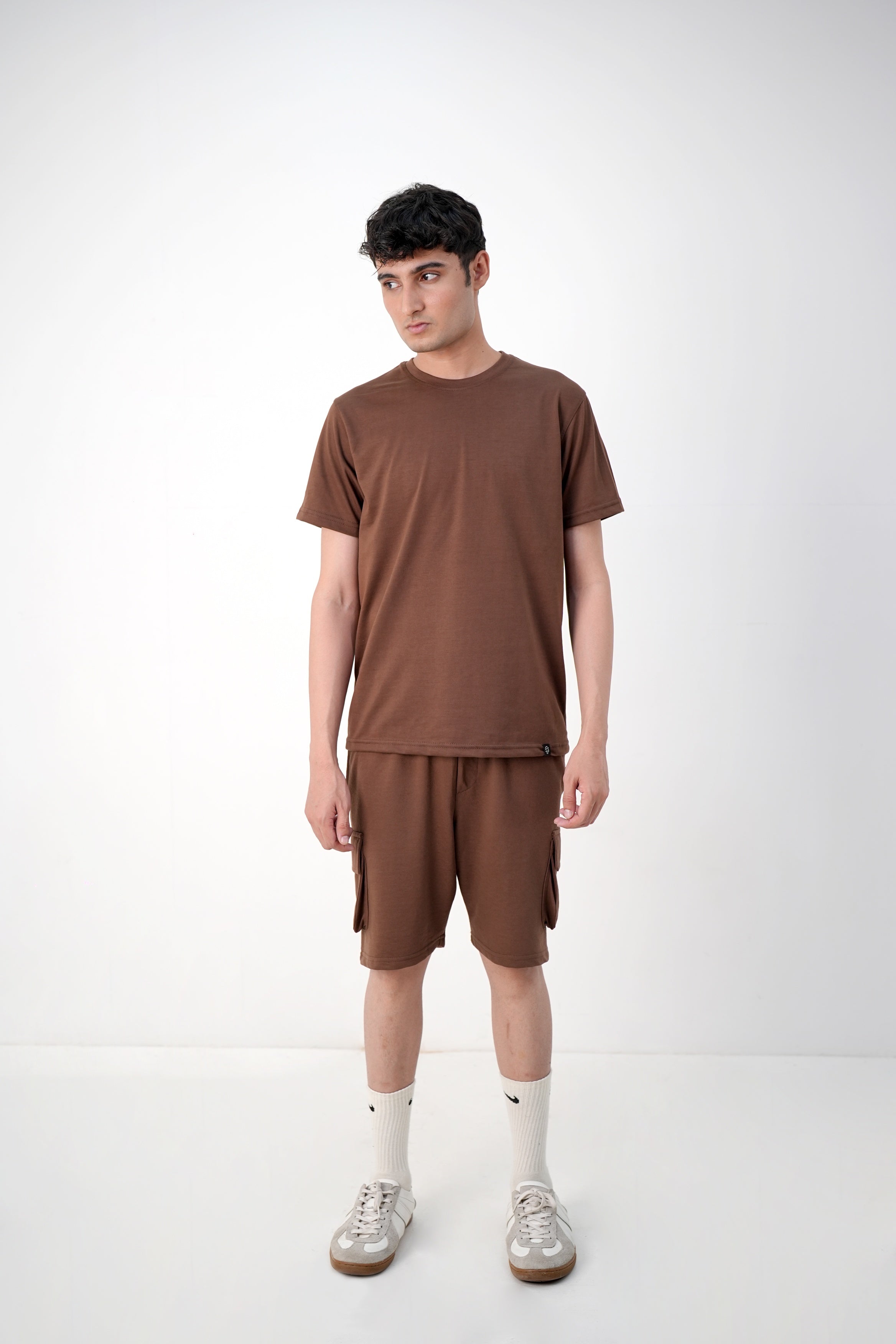 Brown Terry Cargo Shorts