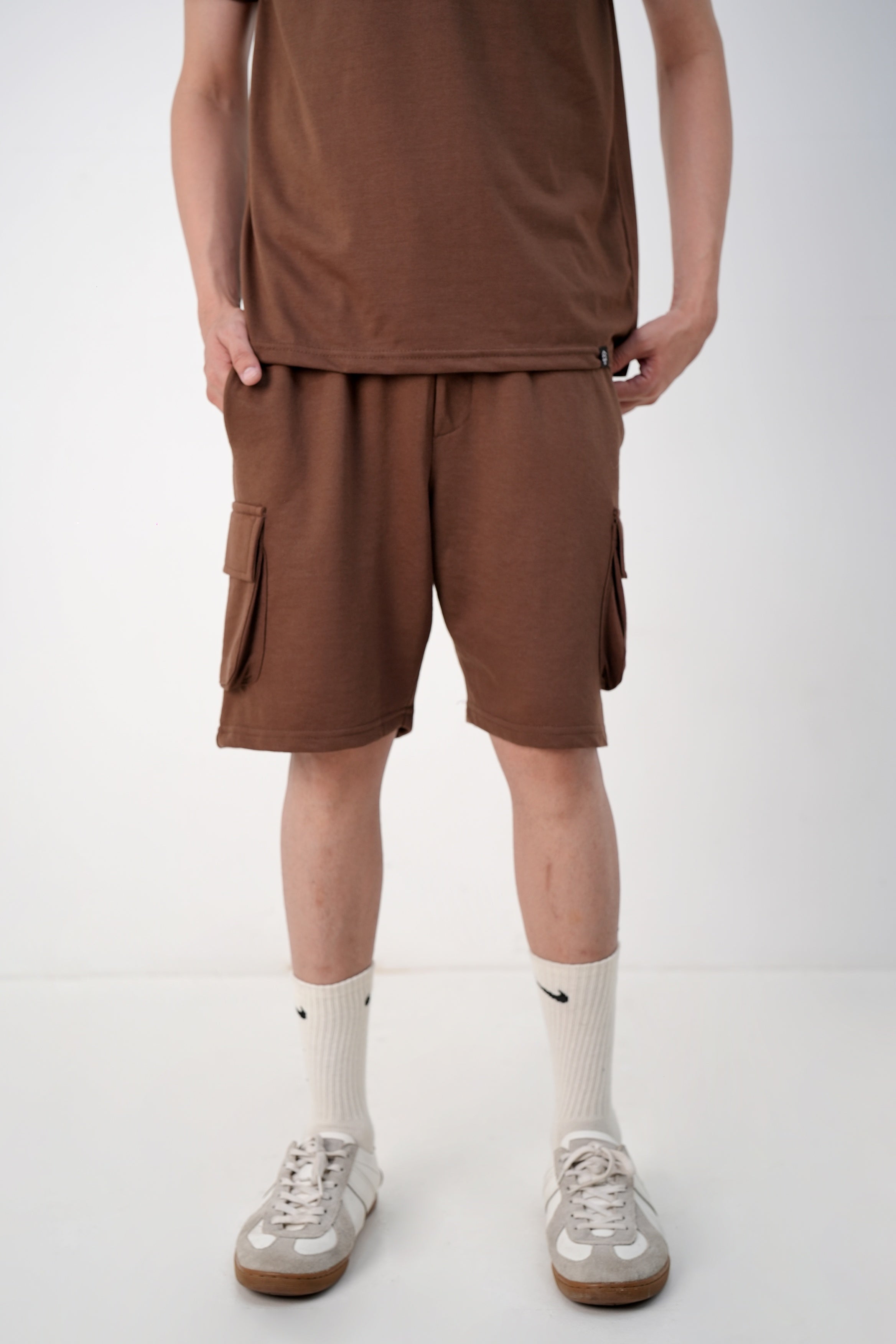 Brown Terry Cargo Shorts