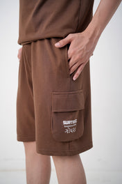 Brown Terry Cargo Shorts