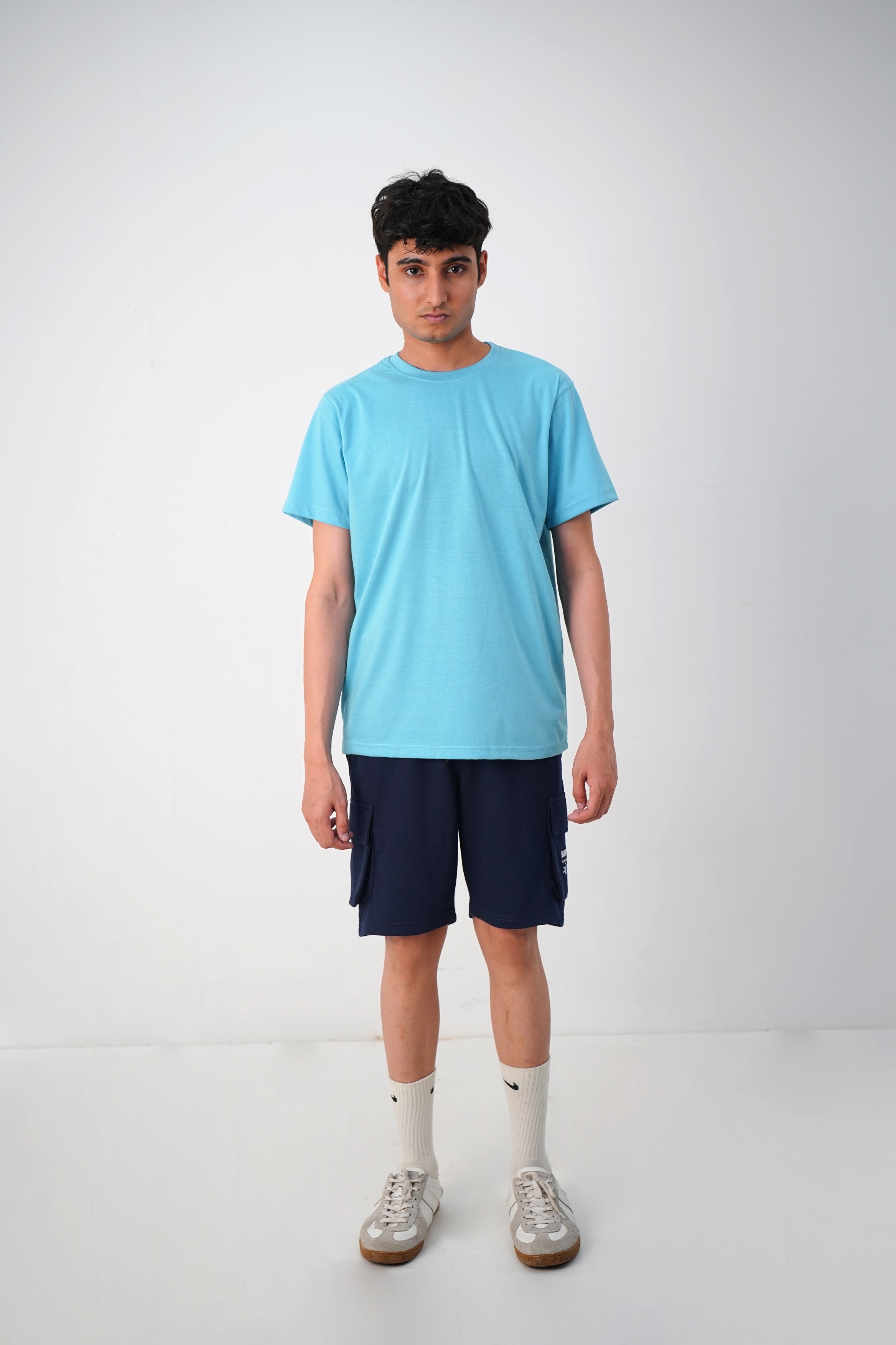 Navy Terry Cargo Shorts