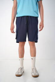 Navy Terry Cargo Shorts