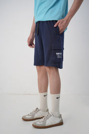 Navy Terry Cargo Shorts
