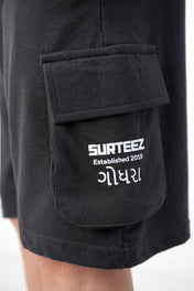 Black Terry Cargo Shorts