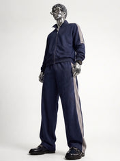 Navy Mock Neck Zipper Tracksuit