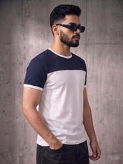 Navy White Cut & Sew Tee
