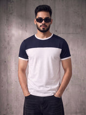 Navy White Cut & Sew Tee