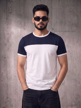 Navy White Cut & Sew Tee