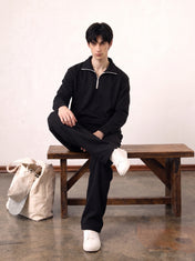 Black Half Zipper Tracksuit