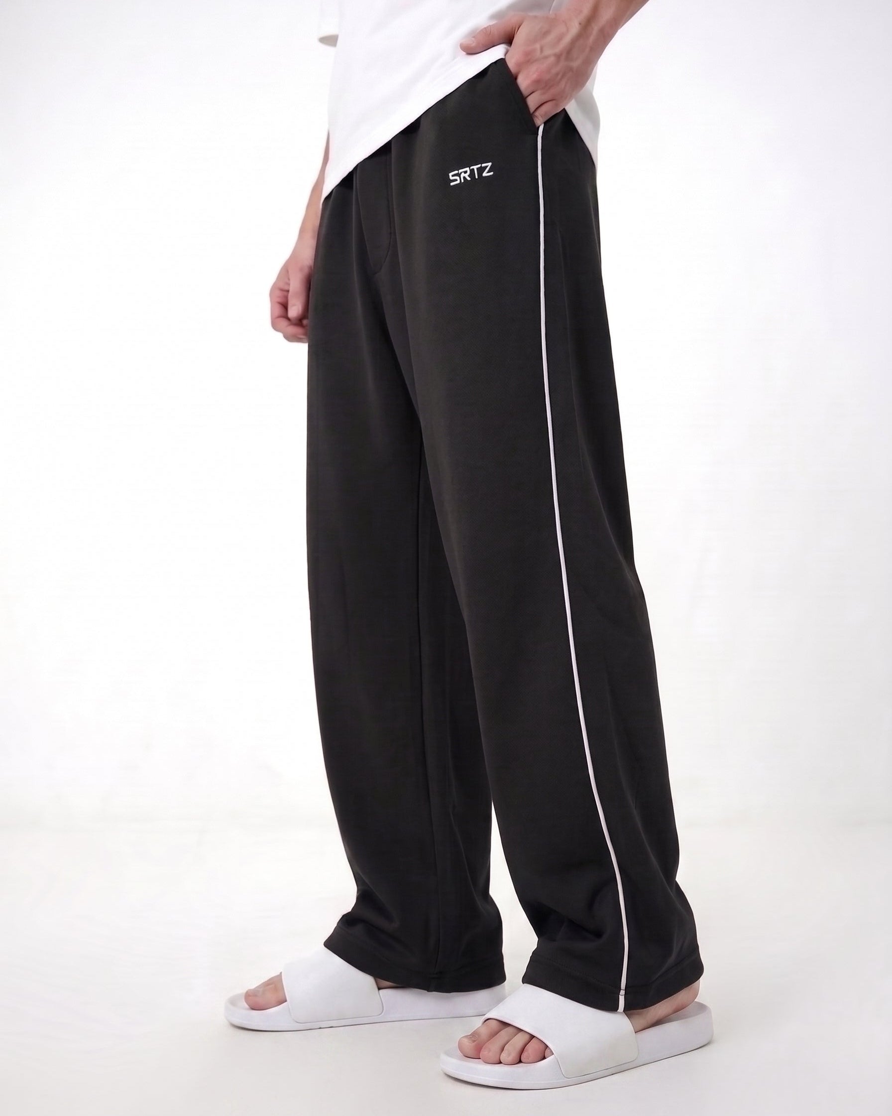 Black Baggy Piping Trouser