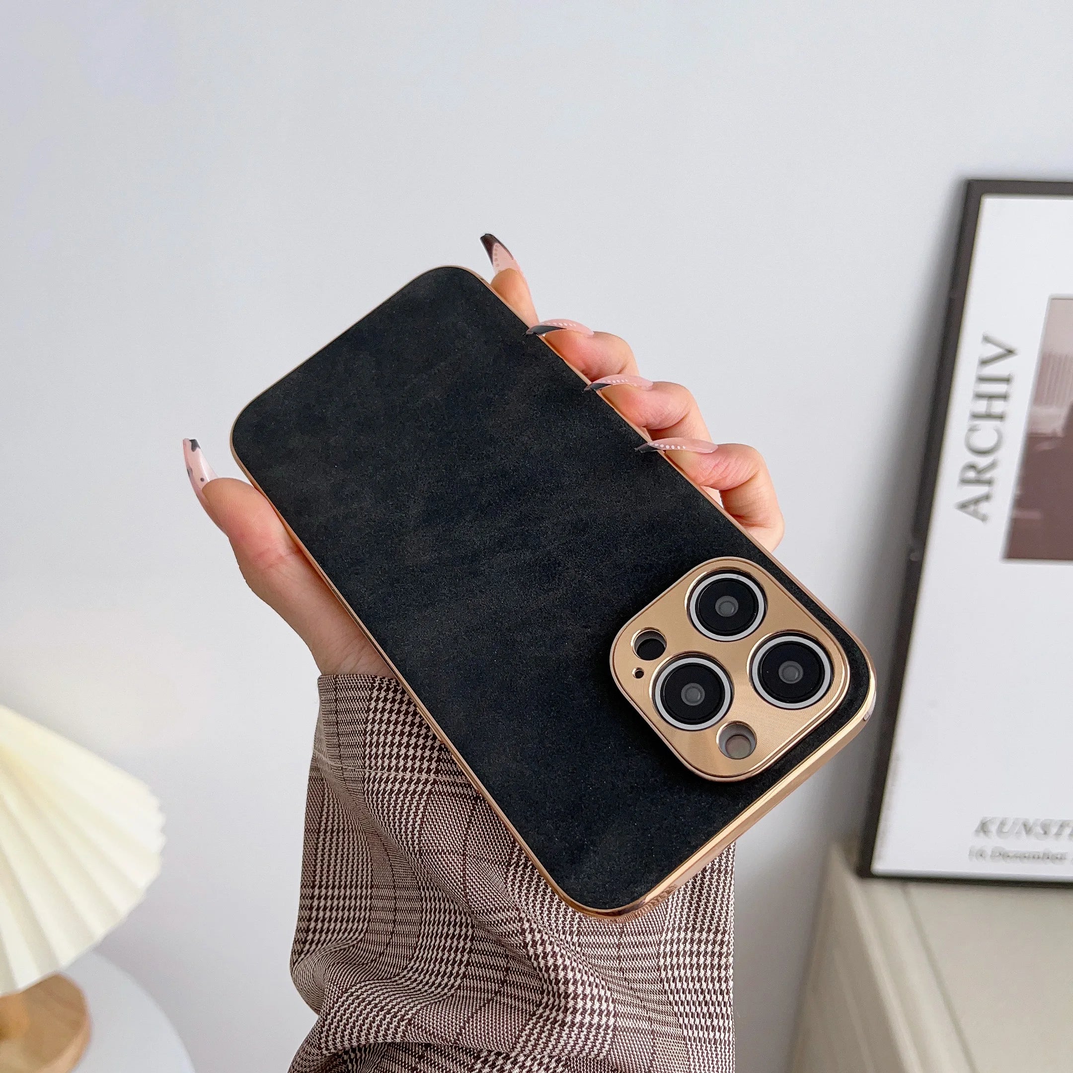 Jet Black Soft Leather Mobile Case