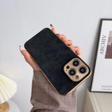 Jet Black Soft Leather Mobile Case