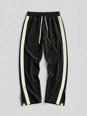 Black Side Stripe Zipper Baggy Trousers