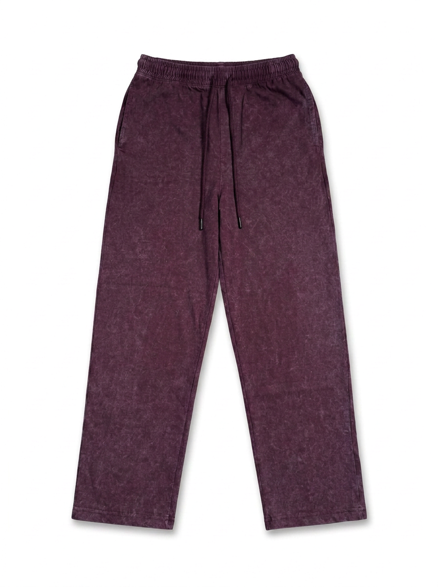 Washed Cotton Trouser - Burgundy