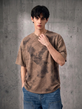 Vintage Washed Oversized Boxy Tee - Brown
