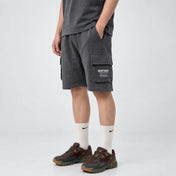 Charcoal Terry Cargo Shorts