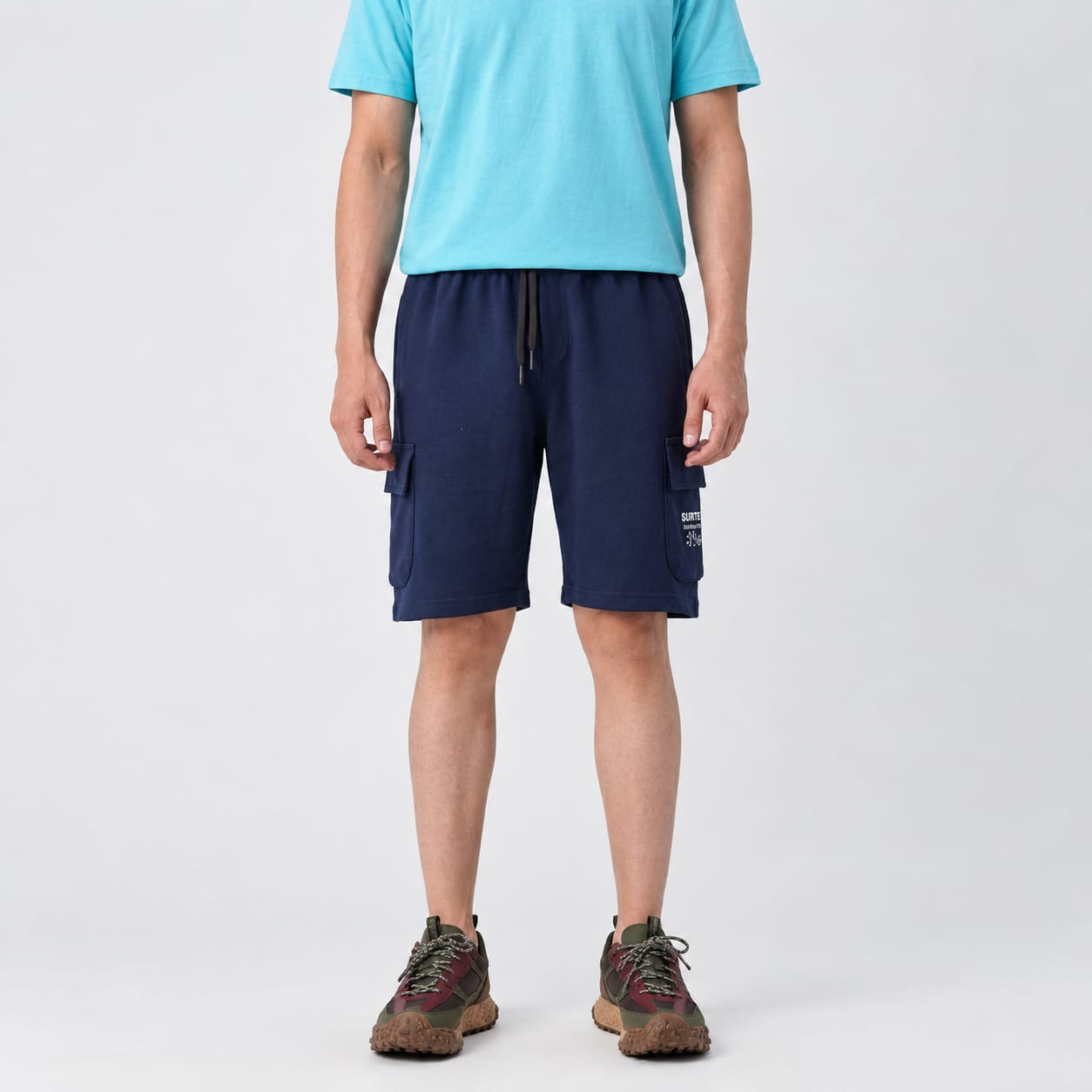 Navy Terry Cargo Shorts