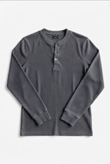Waffle Knit Henley - Charcoal