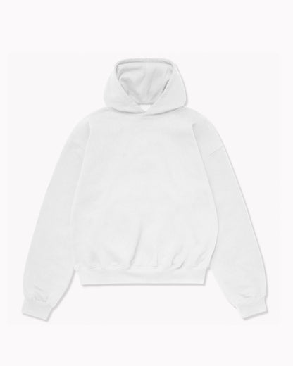 Oversize White Plain Hoodie