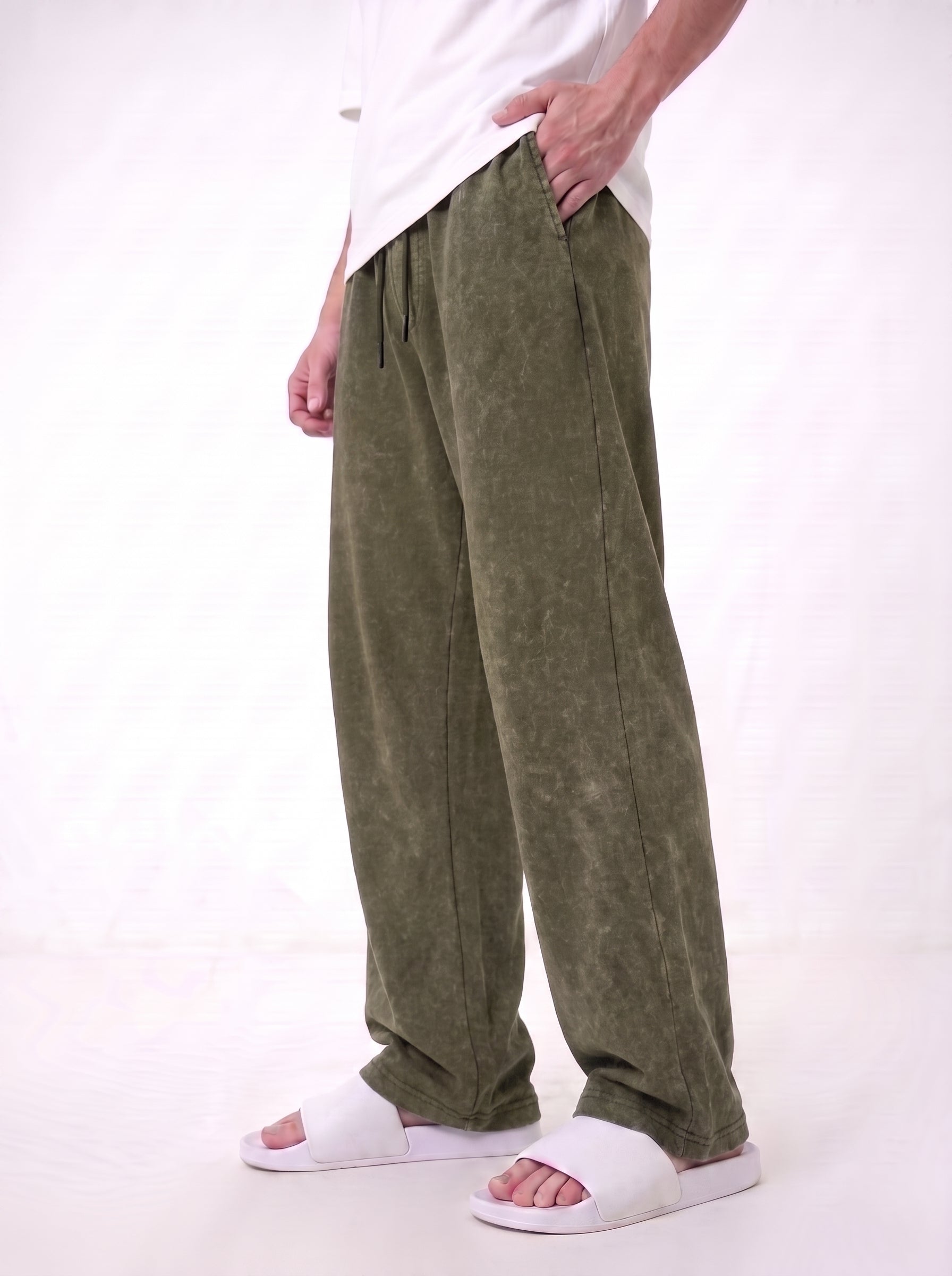 Washed Cotton Trouser - Olive