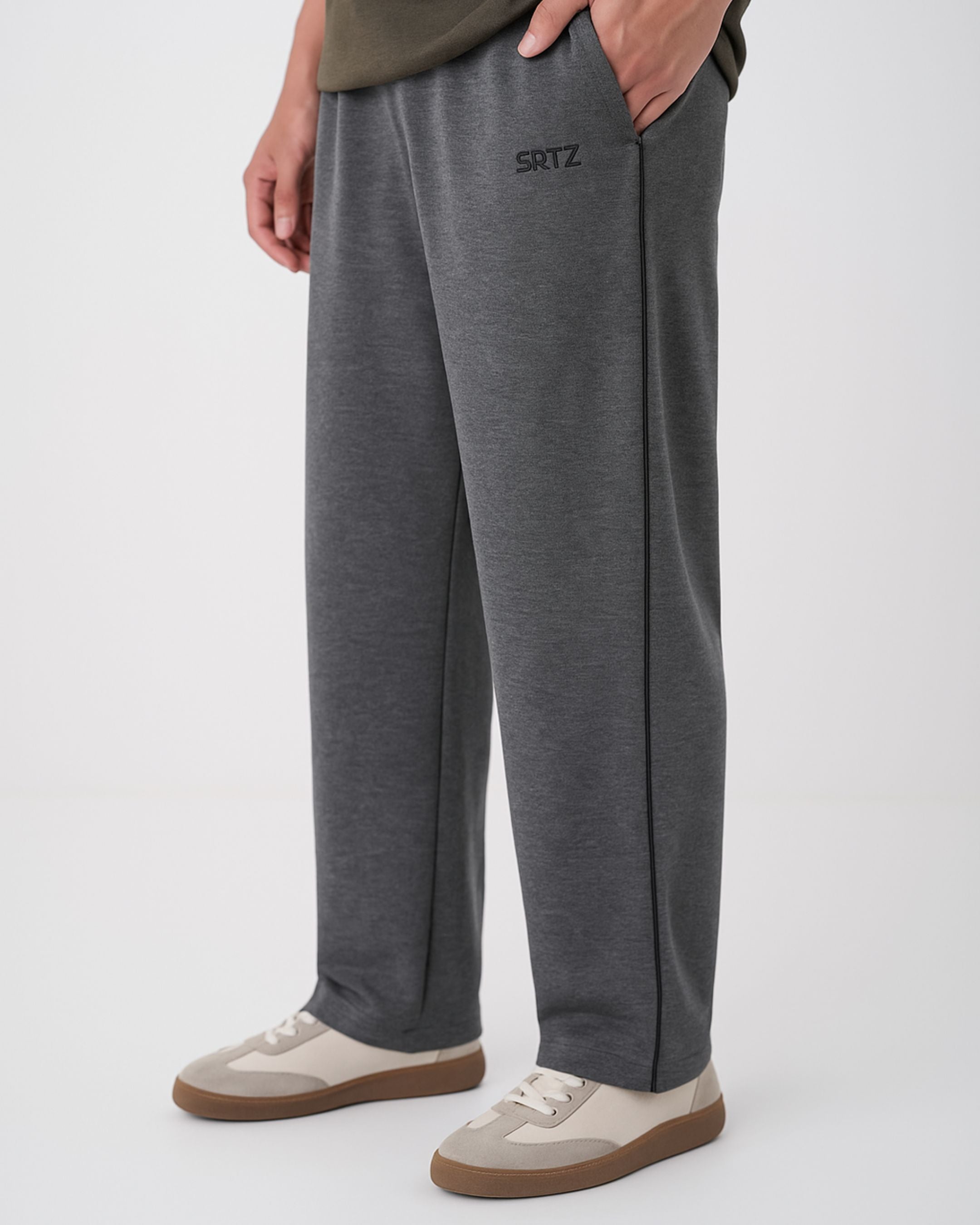 Charcoal Straight Piping Trouser