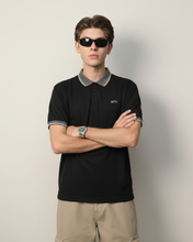 Black And Grey Contrast Polo Tee