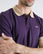 Purple And Skin Contrast Polo Tee