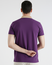 Purple And Skin Contrast Polo Tee