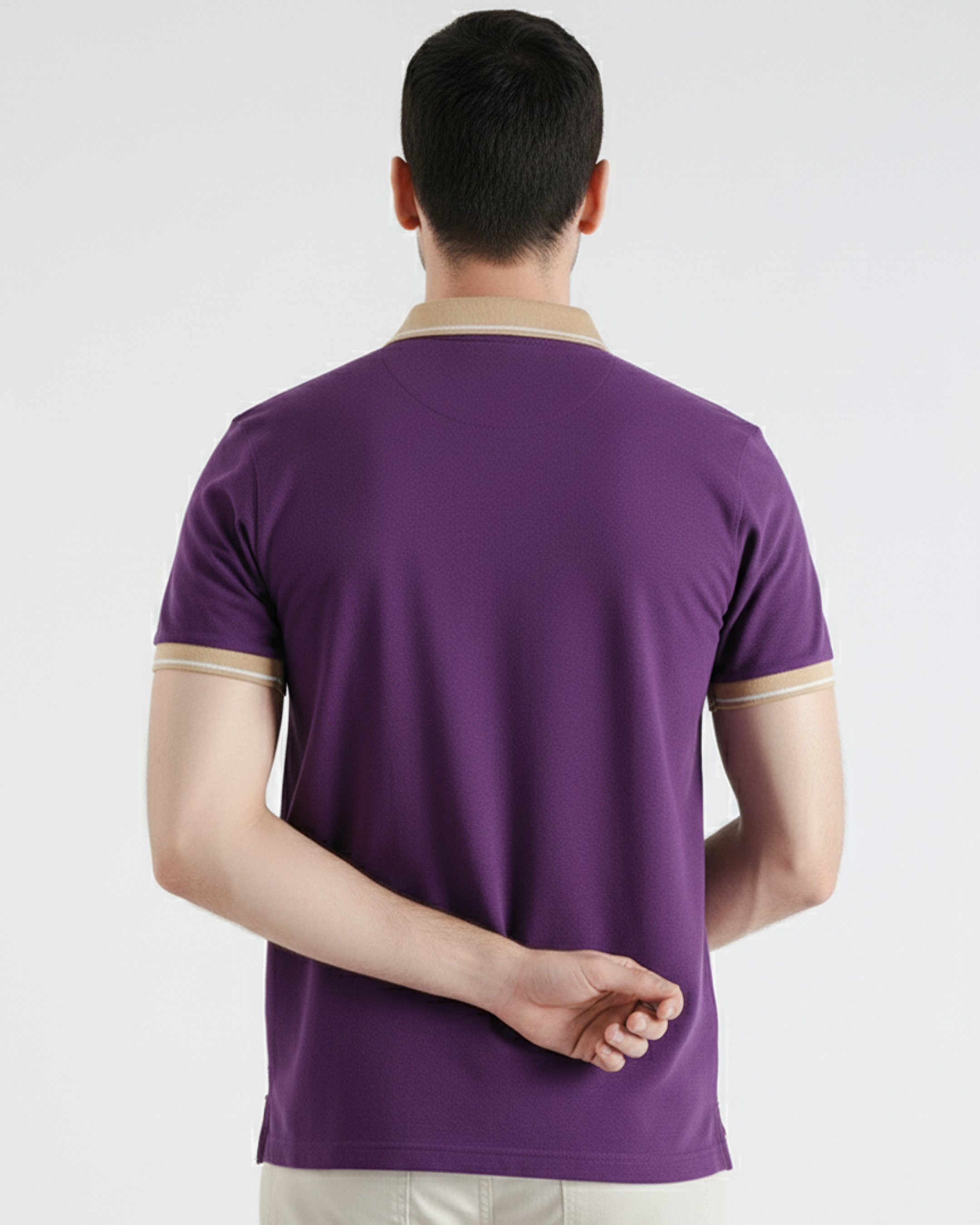 Purple And Skin Contrast Polo Tee