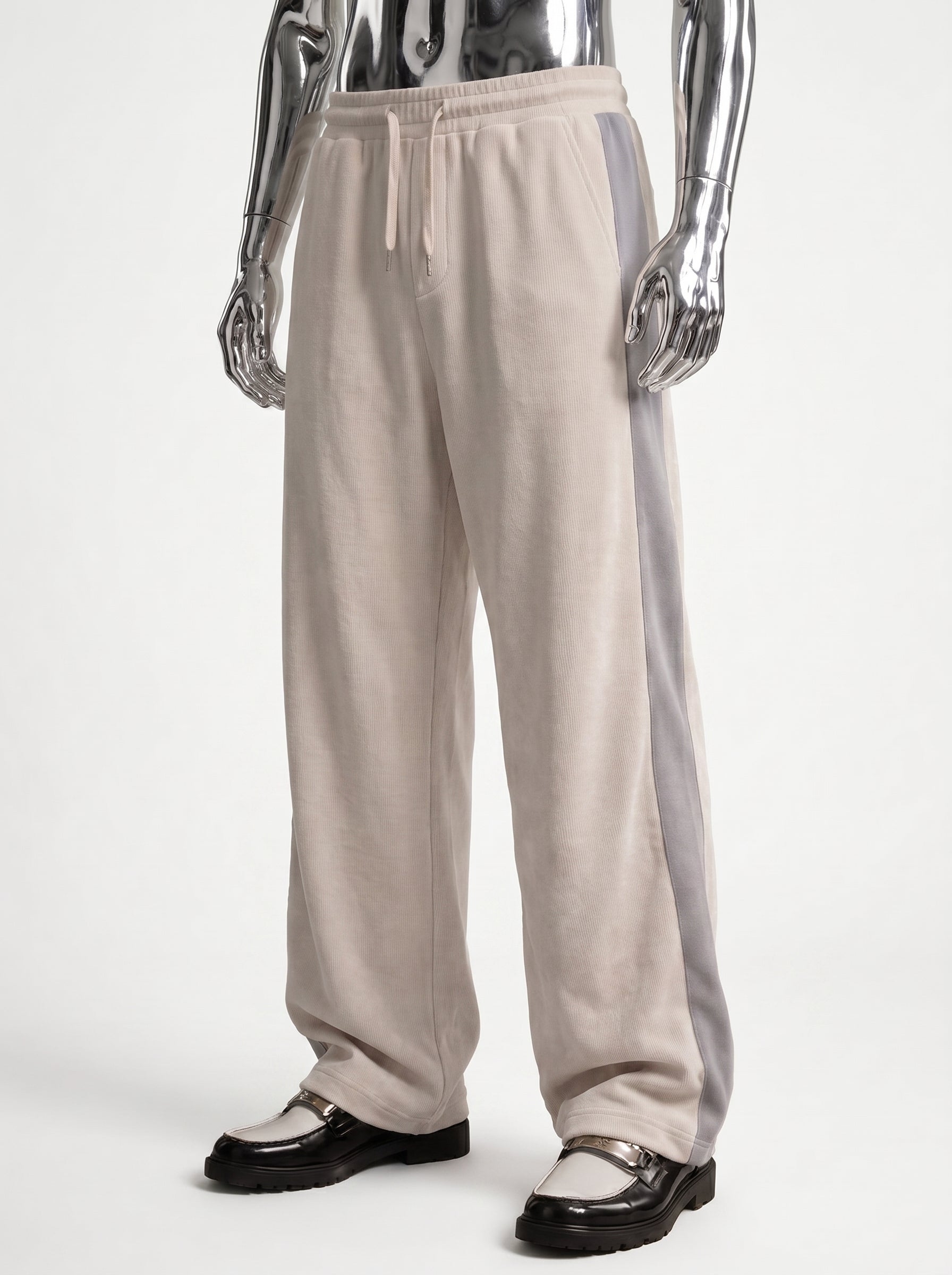 Cream Mock Neck Zipper Tracksuit