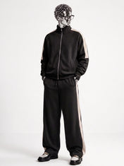 Black Mock Neck Zipper Tracksuit