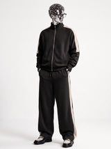 Black Mock Neck Zipper Tracksuit
